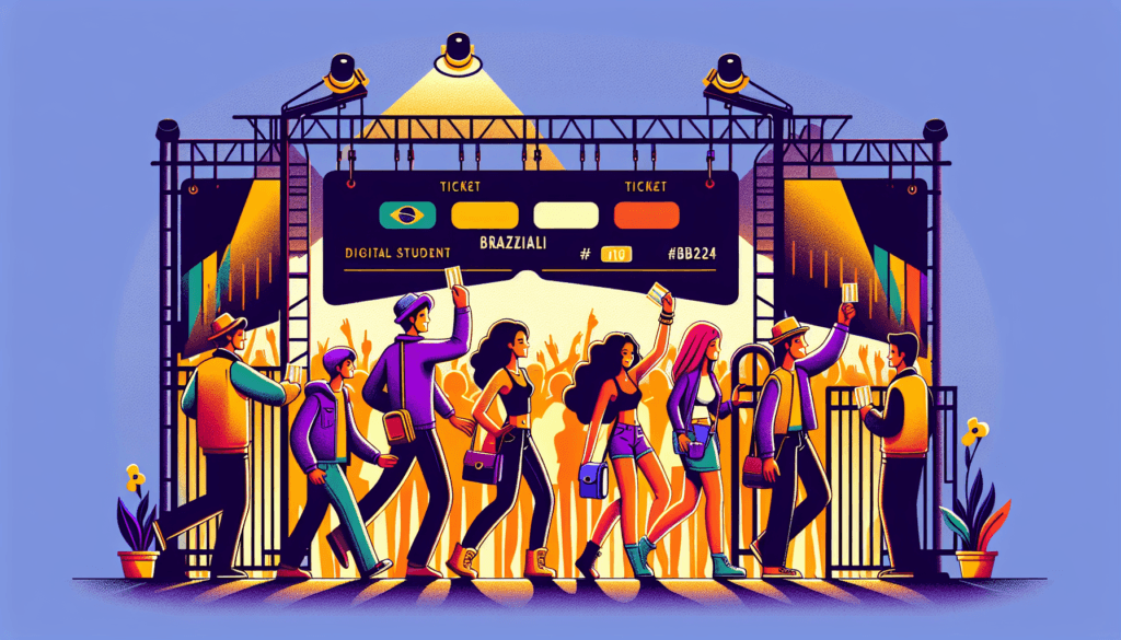 Estudantes mostrando carteirinha digital para meia-entrada em festival em 2026